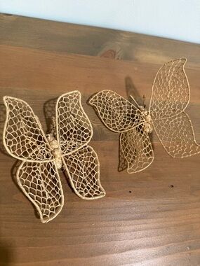 Handcrafted Woven Butterfly Accents in Natural Tan